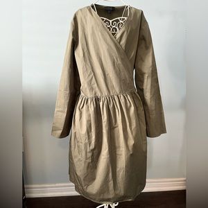 COS pleated wrap dress, khaki, size 10